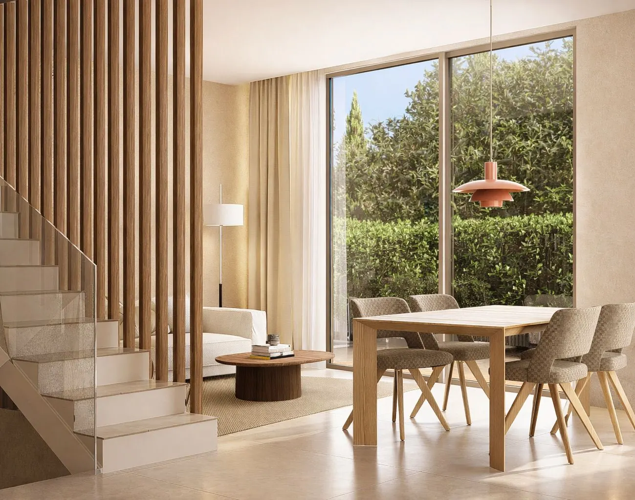 Salón y comedor de una vivienda de Blooming Village